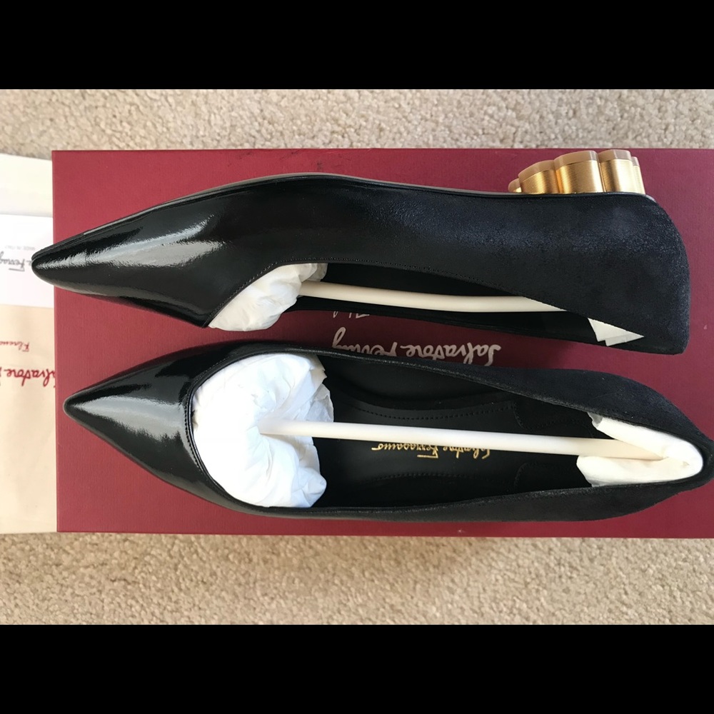 Salvatore ferragamo Nero b-be bum suede flat